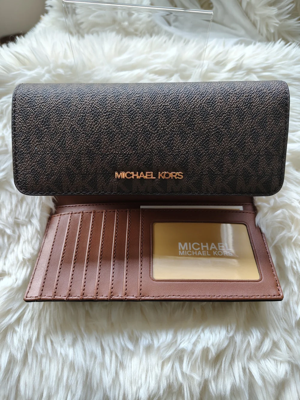 Michael Kors Nayla Brown Monogram Shlder Hobo with Wallet Set NWT